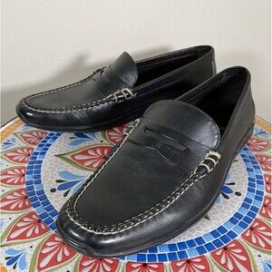 Martin Dingman Penny Loafers Mens Sz 9.5 Black Sheep Skin Leather 530012 Brazil